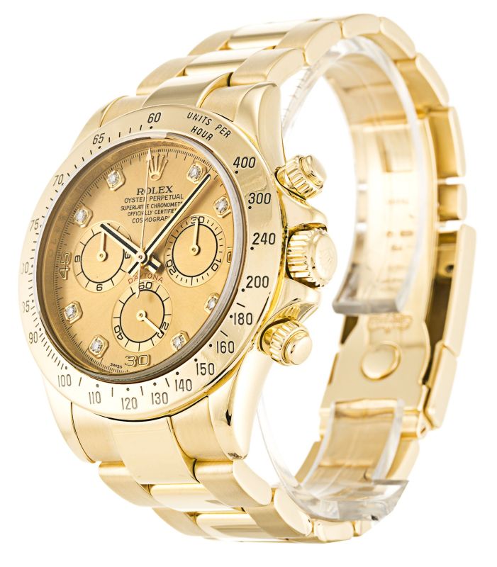 Rolex Cosmograph Daytona Mechanical Automatic 2005 Black Dial Gold Plated Men Wristwatch 116523