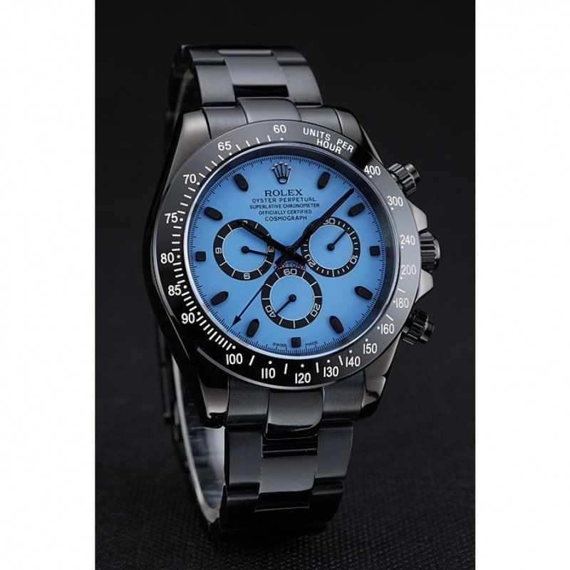 Rolex Cosmograph Daytona Mechanical Automatic Blue Dial Ion-Plated Men Wristwatch 1454250