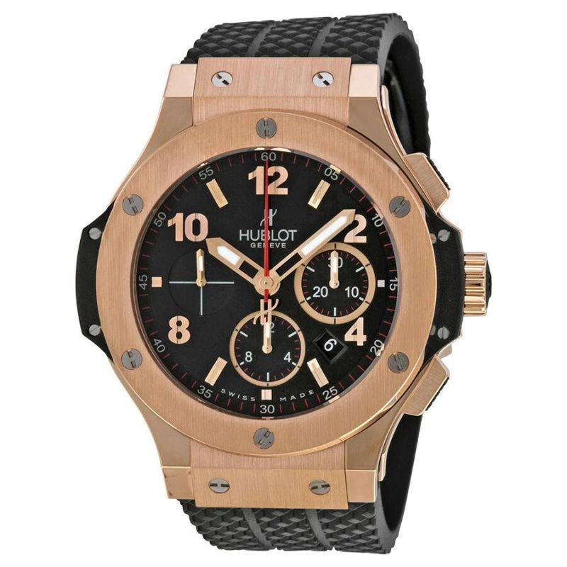 Hublot Big Bang Chronograph Mechanical Automatic 2005 Black Dial Rose Gold Case Men Wristwatch 301.px.130.rx