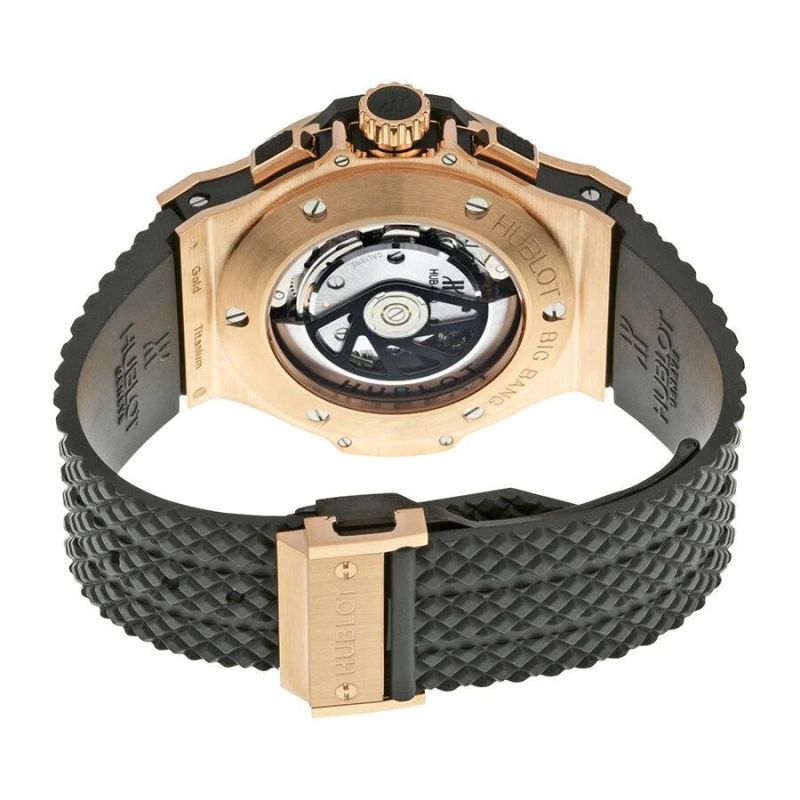 Hublot Big Bang Chronograph Mechanical Automatic 2005 Black Dial Rose Gold Case Men Wristwatch 301.px.130.rx