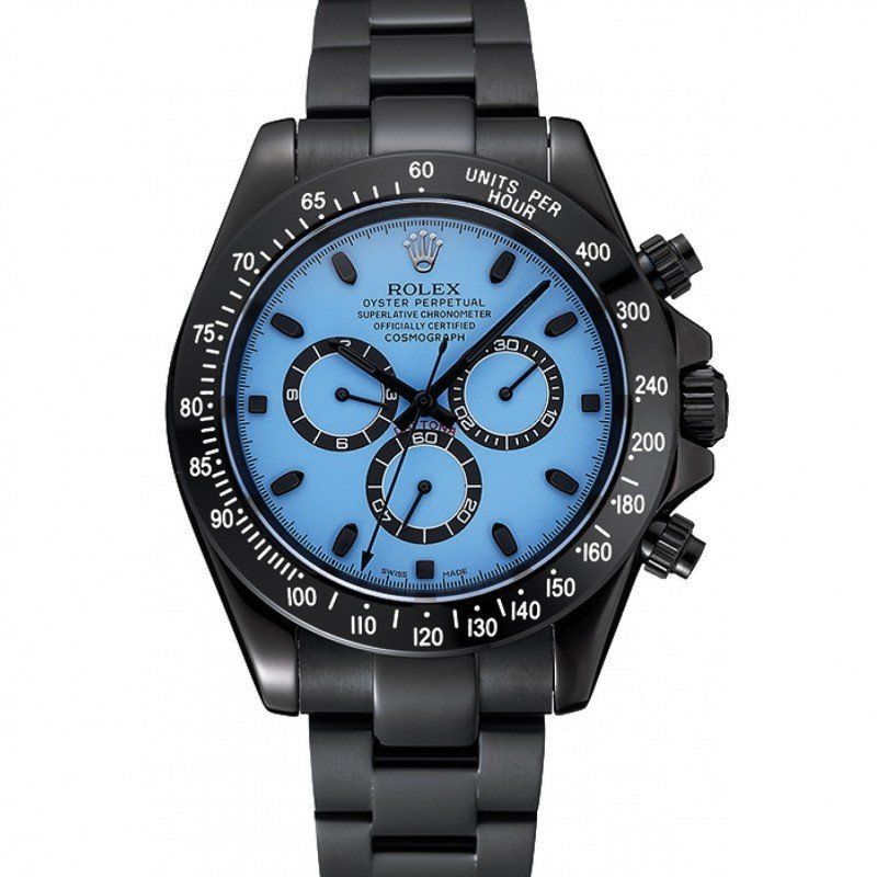 Rolex Cosmograph Daytona Mechanical Automatic Blue Dial Ion-Plated Men Wristwatch 1454250