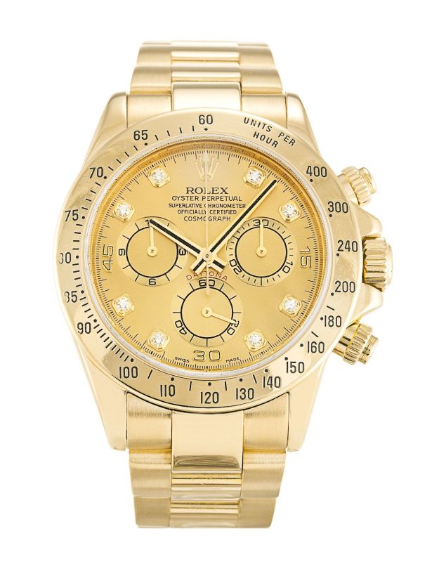 Rolex Cosmograph Daytona Mechanical Automatic 2005 Black Dial Gold Plated Men Wristwatch 116523
