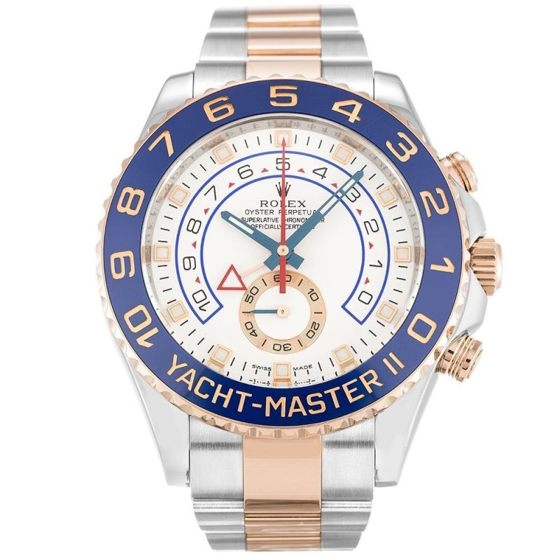 Rolex Yacht-Master II Classic Mechanical Automatic White Dial Rose Gold Case Men Wristwatch 116681