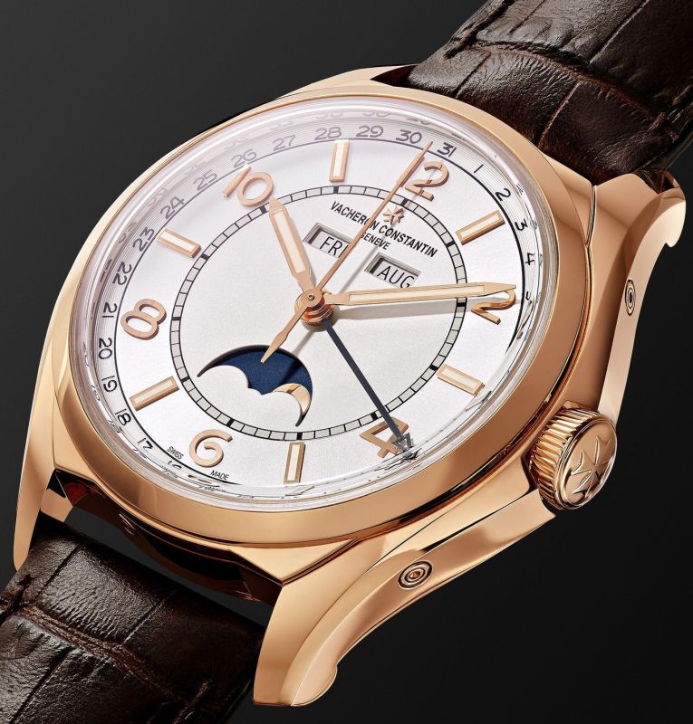 Vacheron Constantin Fiftysix Complete Calendar Moonphase Mechanical Automatic Silver Dial Rose Gold Case Men Wristwatch 4000E/000R-B438