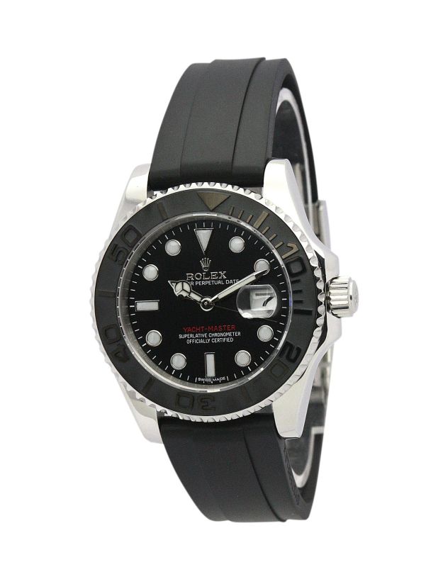 Rolex Yacht-Master Classic Mechanical Automatic Black Dial Steel Case Rubber Strap Unisex Wristwatch