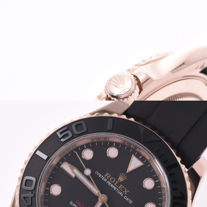 Rolex Yacht-Master 2023 New Mechanical Automatic Black Dial Everose Gold Case Rubber Strap Men Wristwatch 126655