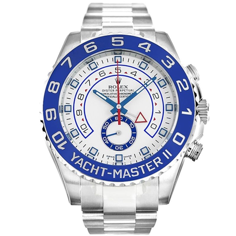Rolex Yacht-Master II Classic Mechanical Automatic White Dial Silver Case Men Wristwatch 116680