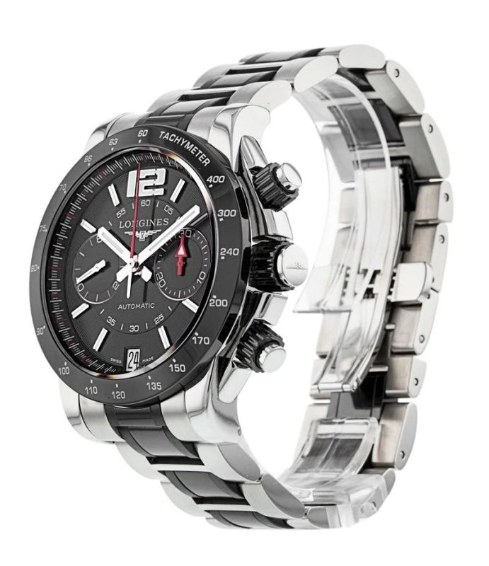 Longines Admiral Chronograph Mechanical Automatic Black Dial Steel Case Men Wristwatch L3.667.4.56.7