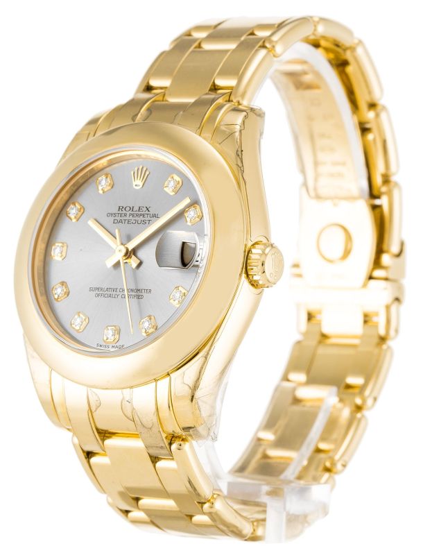 Rolex Datejust Mechanical Automatic Grey Dial Yellow Gold Case Women Wristwatch 81208