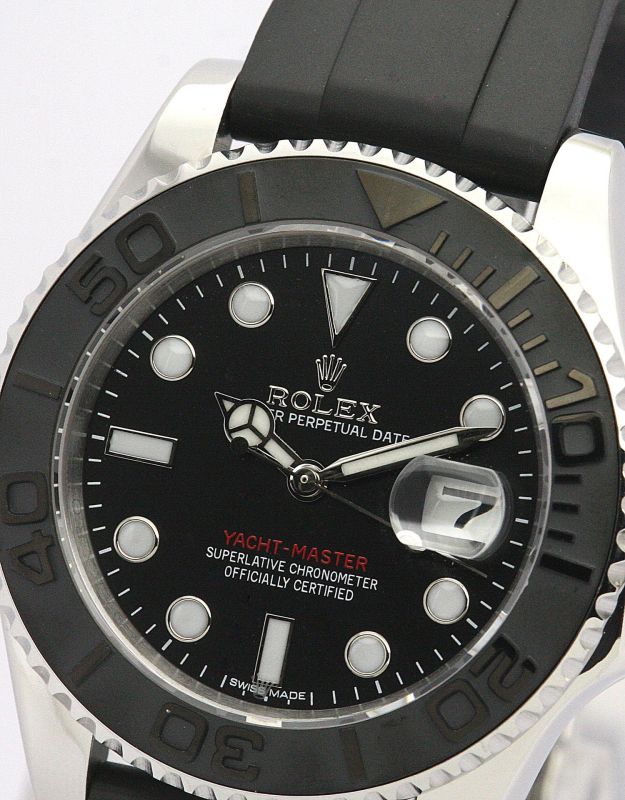 Rolex Yacht-Master Classic Mécanique Automatique Cadran Noir Boîtier En Acier Bracelet En Caoutchouc Montre-Bracelet Unisexe
