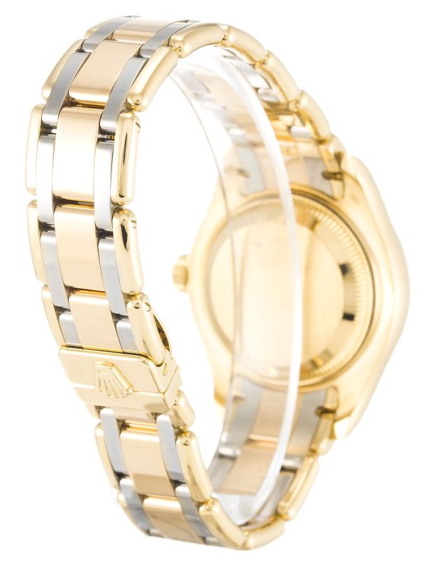 ساعت مچی زنانه 80298 رولکس پرل مستر مکانیکی صفحه نقره ای جعبه طلایی زرد