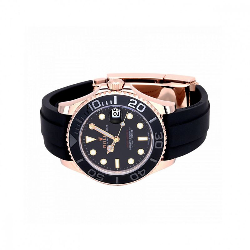 Rolex Yacht-Master 2023 New Mechanical Automatic Black Dial Everose Gold Case Rubber Strap Men Wristwatch 126655
