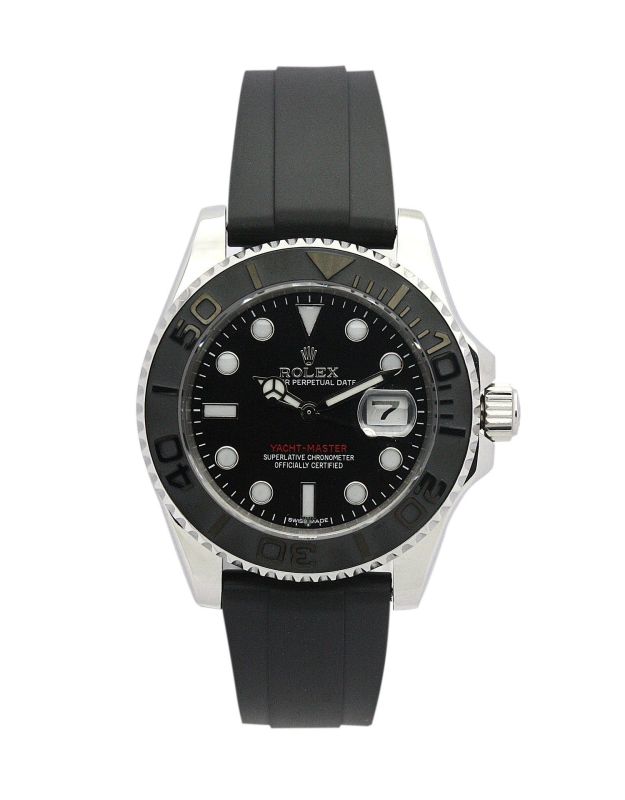 Rolex Yacht-Master Classic Mechanical Automatic Black Dial Steel Case Rubber Strap Unisex Wristwatch