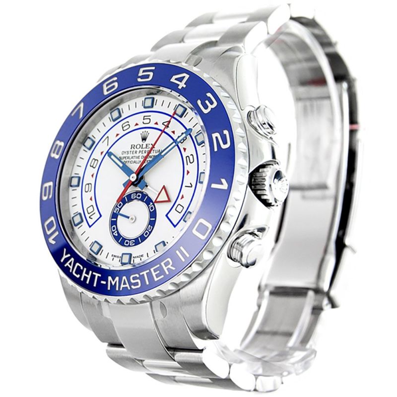 Rolex Yacht-Master II Classic Mechanical Automatic White Dial Silver Case Men Wristwatch 116680