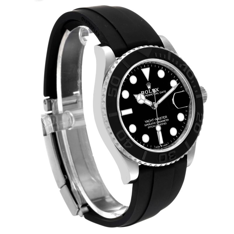 Rolex Yacht-Master Classic Mechanical Automatic Black Dial White Gold Case Rubber Strap Men Wristwatch 226659