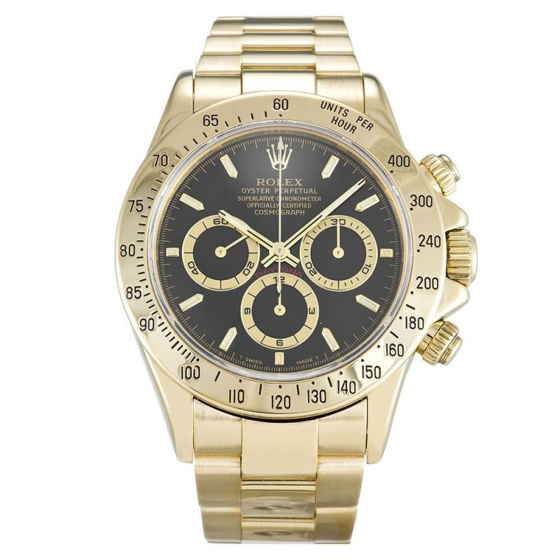 Rolex Cosmograph Daytona Mechanical Automatic Black Dial Gold Men Wristwatch 116528