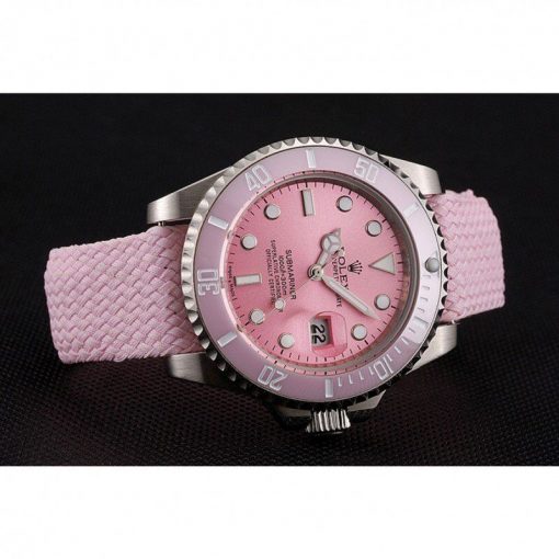 Rolex Submariner Colorful Mechanical Automatic Pink Dial Stainless Steel Women Wristwatch 1453866