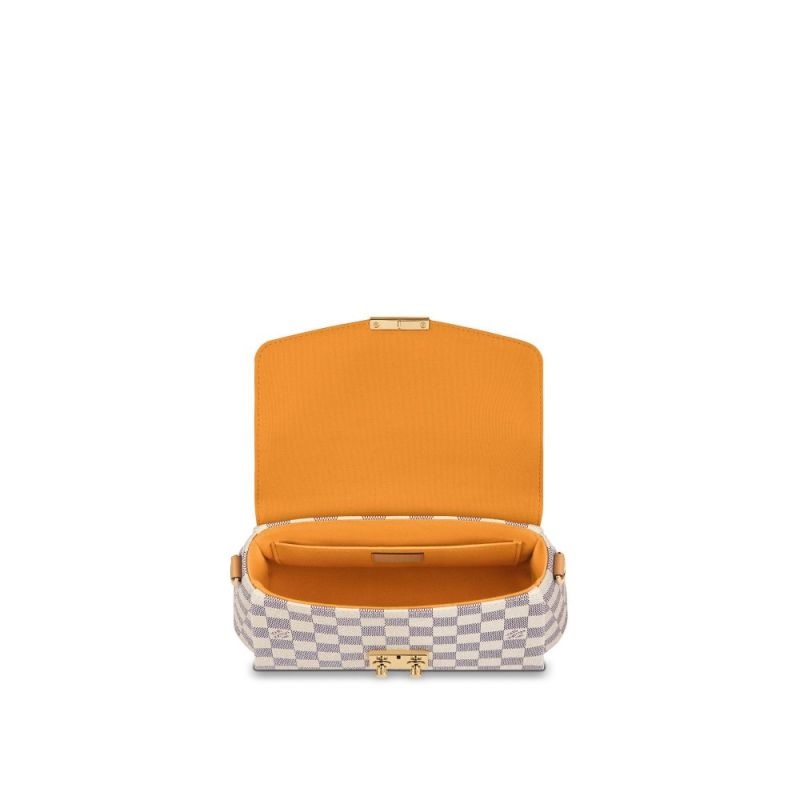 Louis Vuitton Damier Azur Croisette Beige Cavans With Braided Strap Women Messenger Satchel Bag N50053