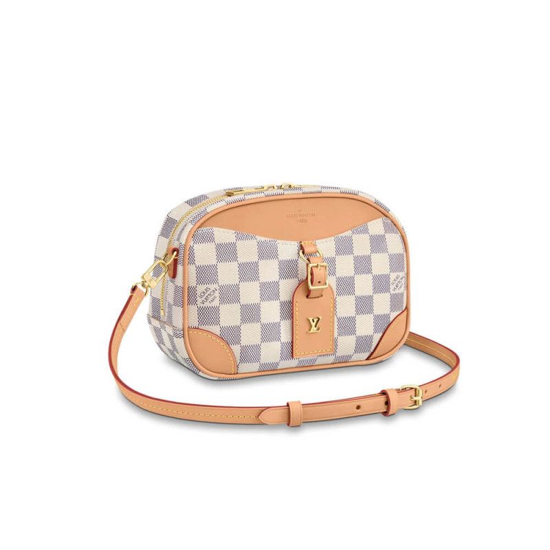 Louis Vuitton Damier Azur Deauville 2021 Spring Summer Mini Beige Canvas Women Messenger Crossbody Bag N50048