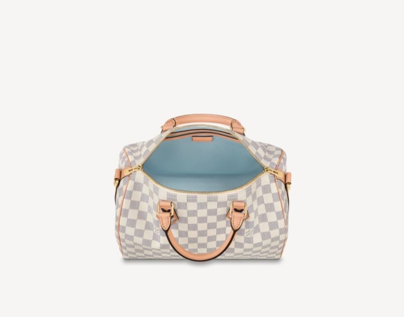 Louis Vuitton Damier Azur Speedy 30 Bandouliee Beige Cavans With Braided Strap Women Boston Handbag N50054