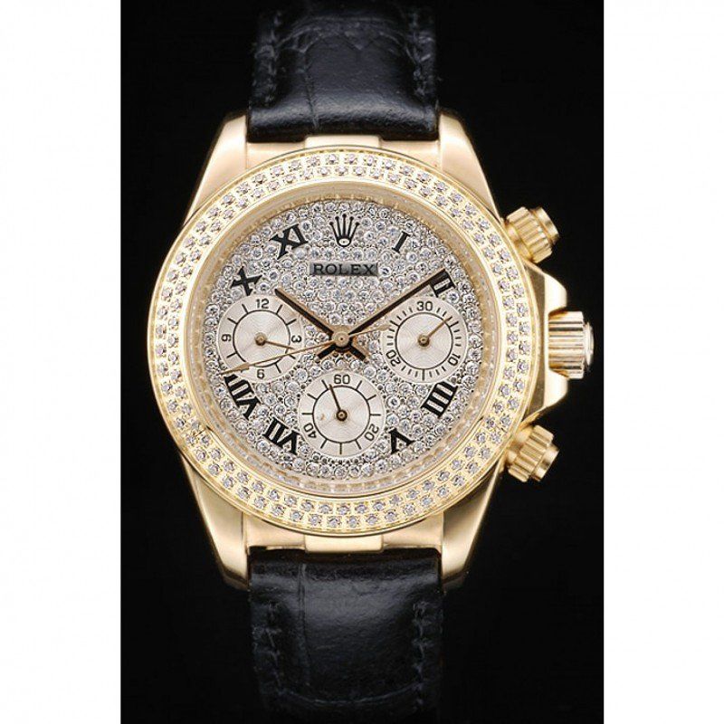 Rolex Daytona Mature Mechanical Automatic Diamond Dial Yellow Gold Plated Case Women Wristwatch 98238