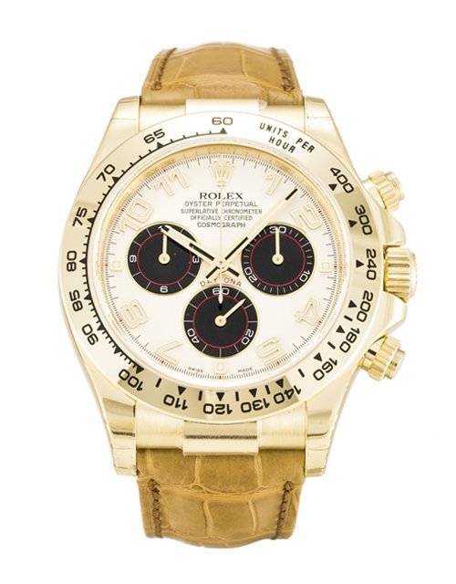 Rolex Daytona Classic Mechanical Automatic White Dial Yellow Gold Men Wristwatch 116518