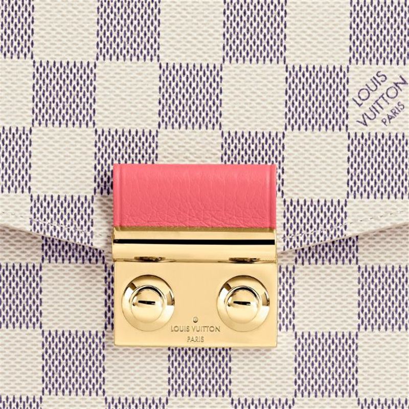 Carteira Louis Vuitton Damier Azur Croisette Bege Lona Feminina Corrente N60358