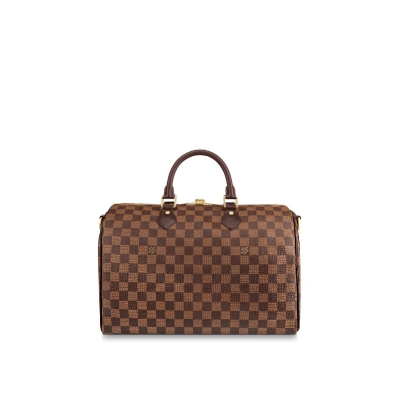 Louis Vuitton Damier Ebene Speedy 35 Bandouliere Brown Canvas Women Boston Handbag N41366