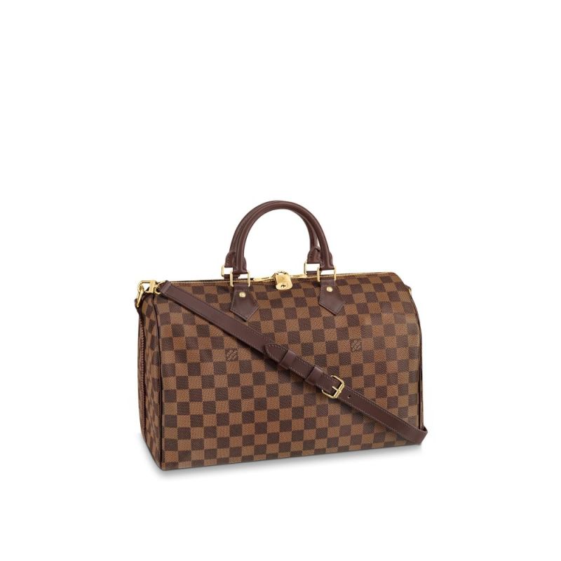 Louis Vuitton Damier Ebene Speedy 35 Bandouliere Brown Canvas Women Boston Handbag N41366