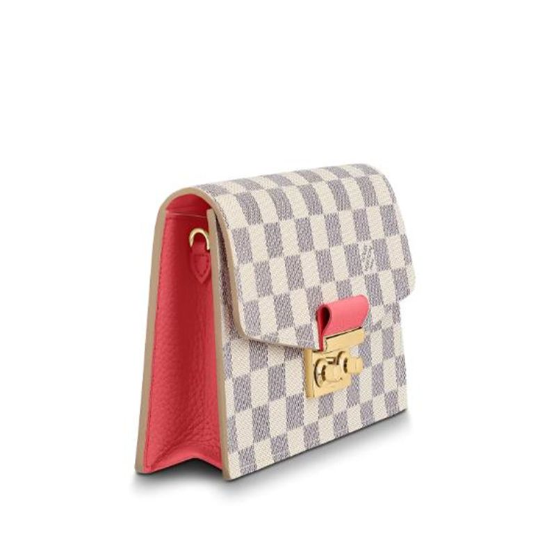 Carteira Louis Vuitton Damier Azur Croisette Bege Lona Feminina Corrente N60358
