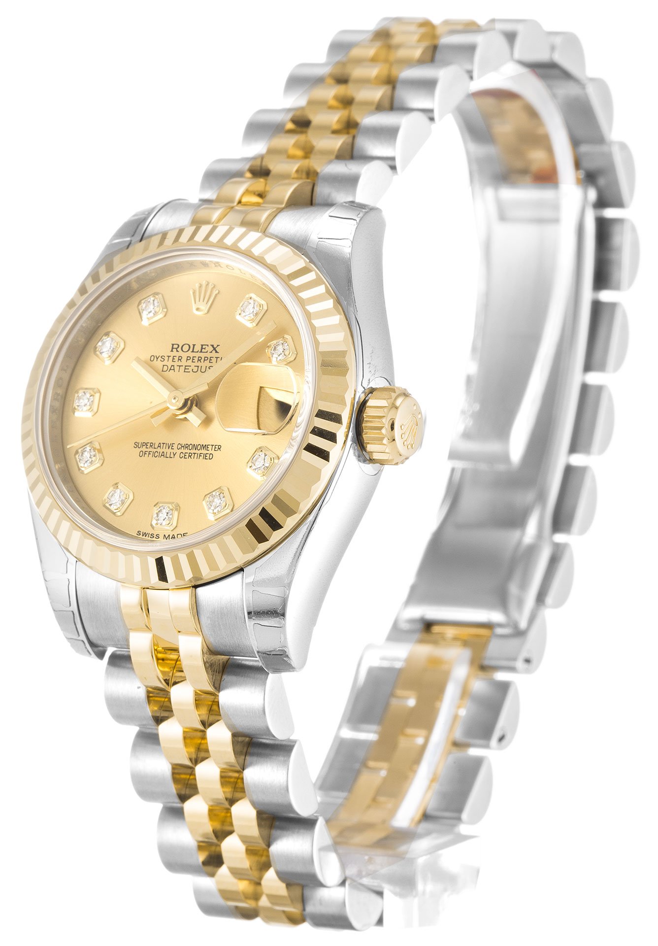 Rolex Datejust Mature Mechanical Automatic Champagne Dial Steel Yellow Gold Women Wristwatch 179173