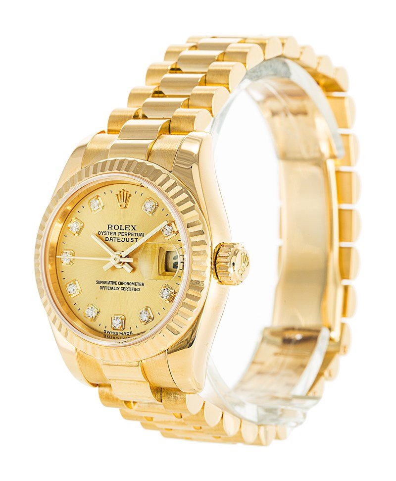 Rolex Datejust Gorgeous Mechanical Automatic 2000 Gold Dial Gold Plated Stainless Steel Women Wristwatch 179178