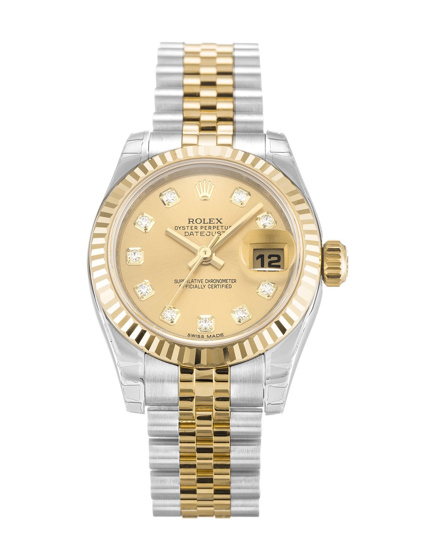 Rolex Datejust Mature Mechanical Automatic Champagne Dial Steel Yellow Gold Women Wristwatch 179173