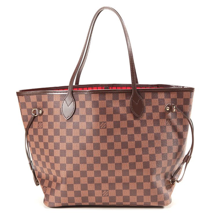 Louis Vuitton Damier Ebene Neverfull MM Brown Canvas Women Tote Handbag N41358