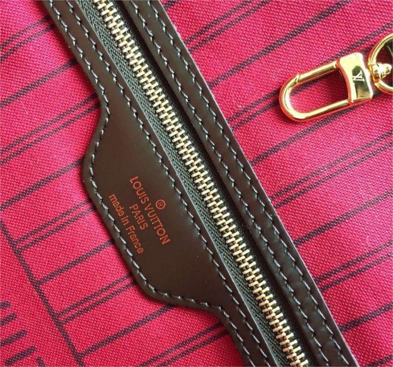 Louis Vuitton Damier Ebene Neverfull MM Brown Canvas Women Tote Handbag N41358