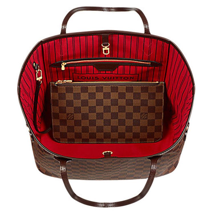 Louis Vuitton Damier Ebene Neverfull MM Brown Canvas Women Tote Handbag N41358