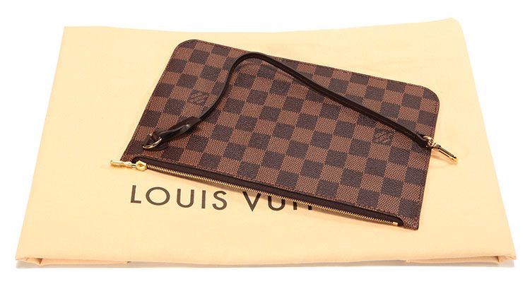 Louis Vuitton Damier Ebene Neverfull MM Brown Canvas Women Tote Handbag N41358