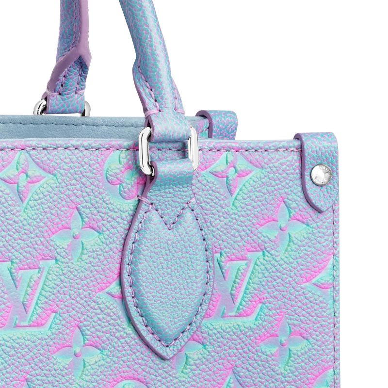 Louis Vuitton Empreinte Leather Onthego PM New 2022 Blue Cowhide Women Tote Handbag M46067