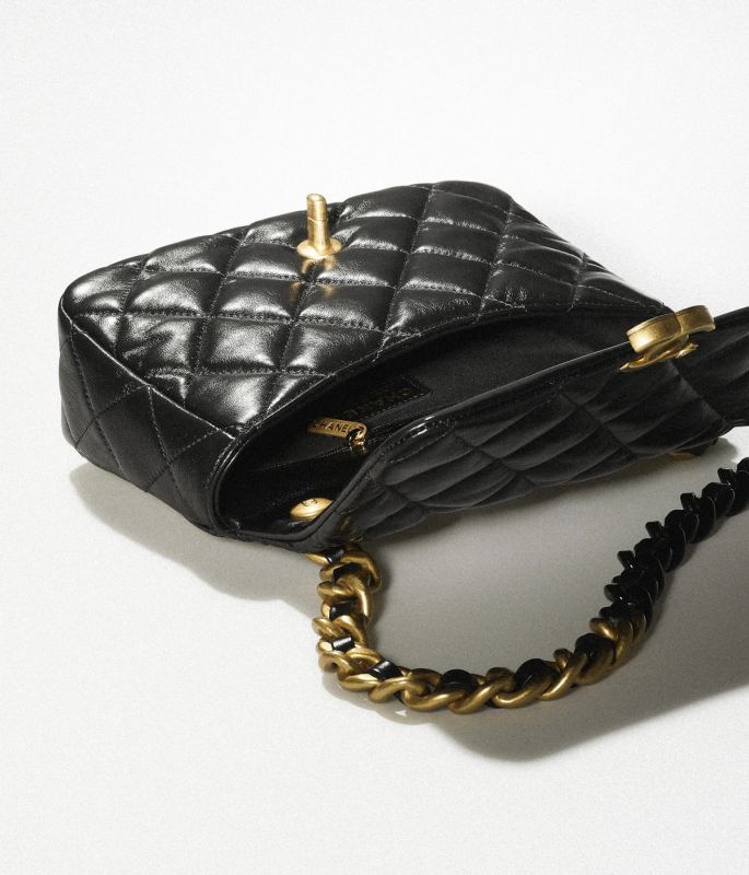 Chanel Classic Small Black Lambskin Women Flap Shoulder Bag AS3206
