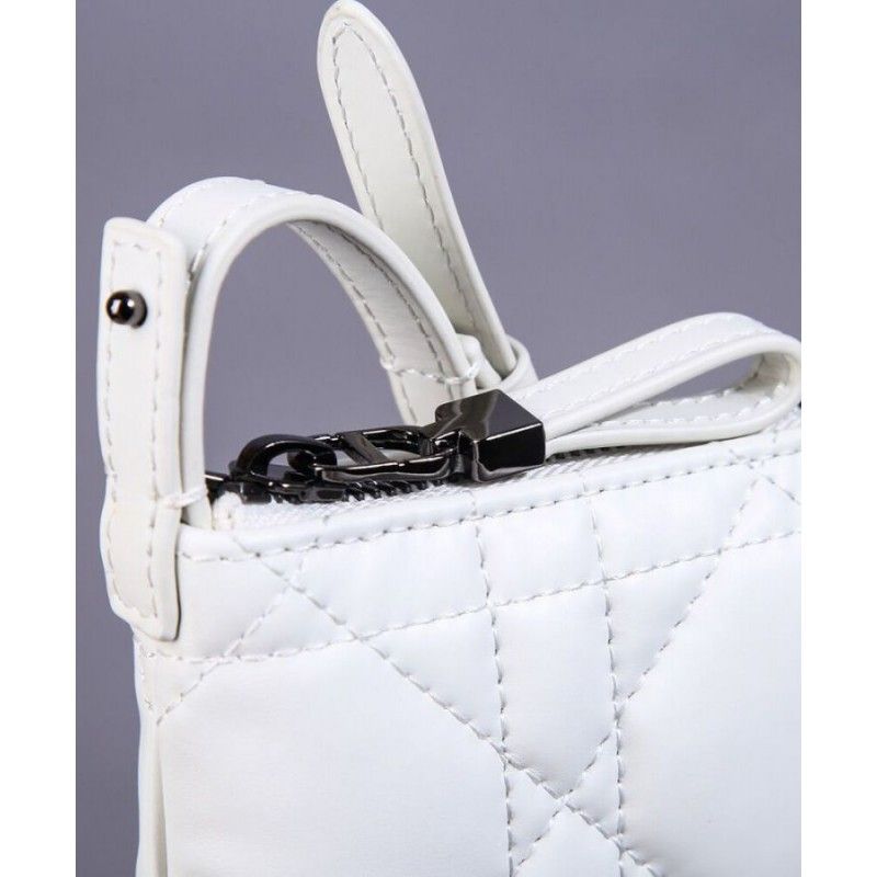 Christian Dior Caro Small White Cowhide Women Tulip Handbag