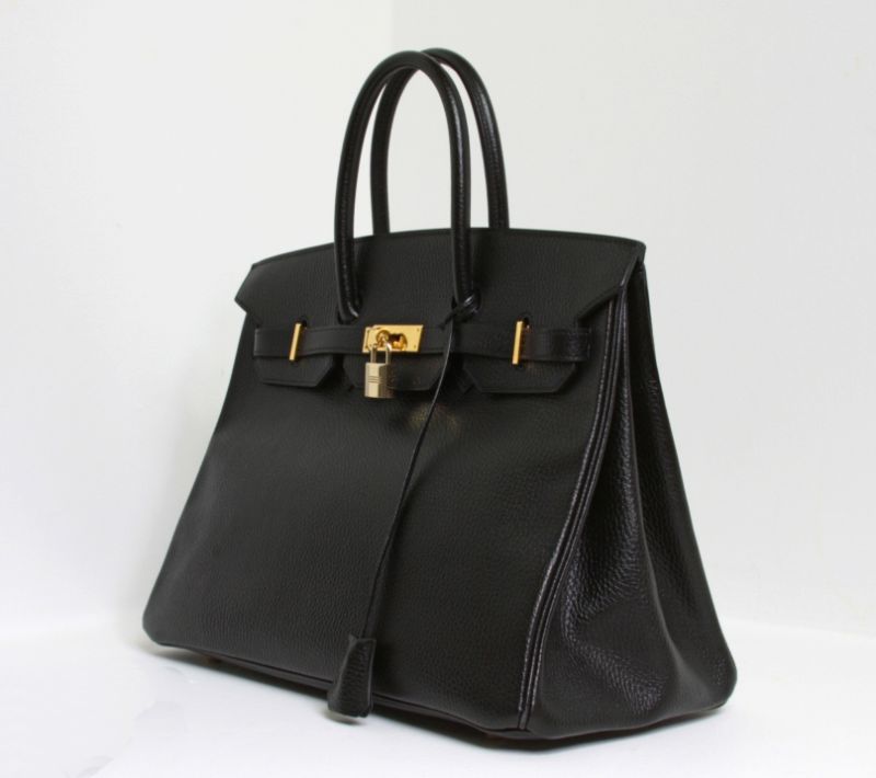Hermes Birkin 35CM Classic Black Clemence Leather Women Tote Handbag