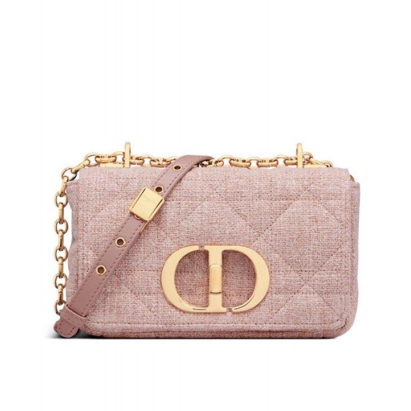 Christian Dior Caro Classic Small Pink Canvas Women Crossbody Bag