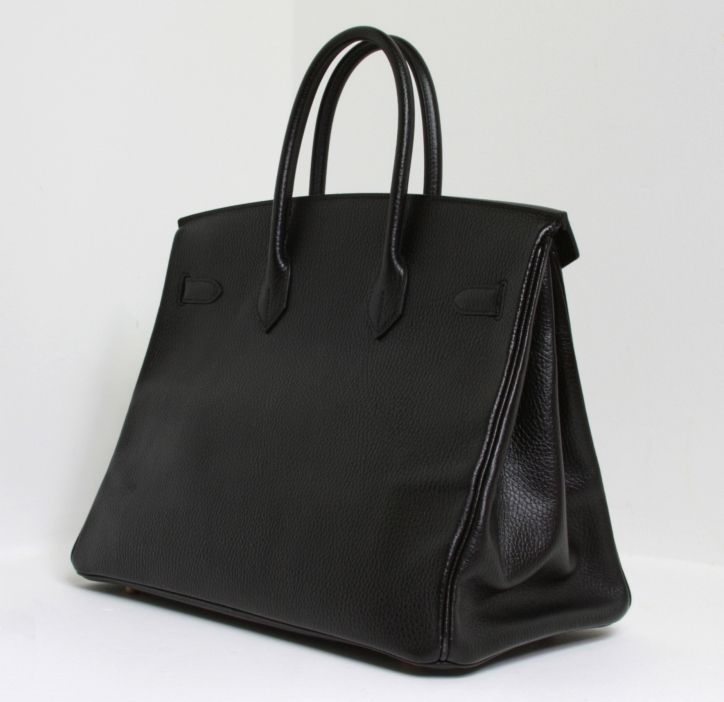 Hermes Birkin 35CM Classic Black Clemence Leather Women Tote Handbag