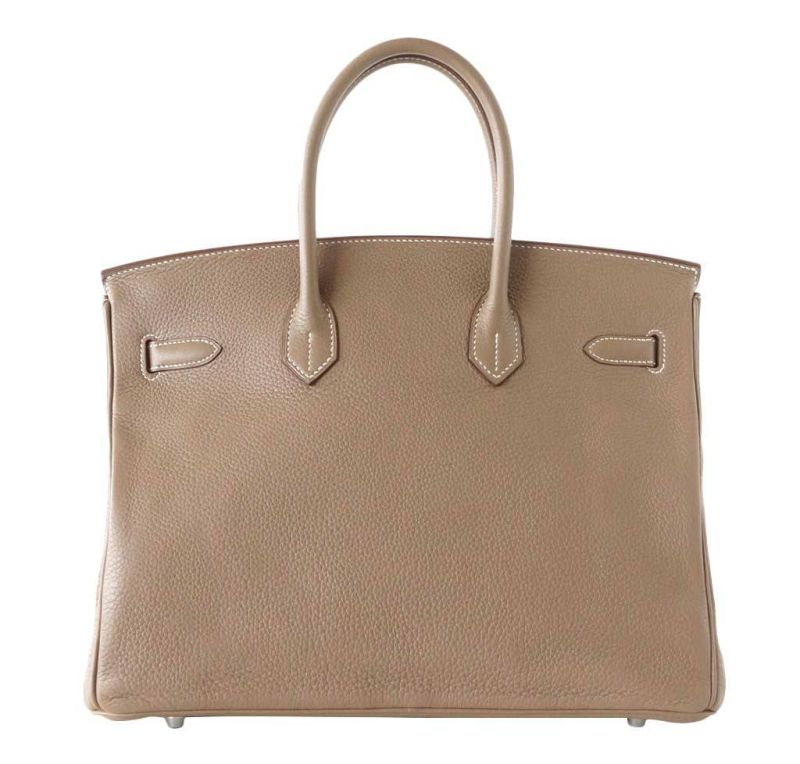 Hermes Birkin 30 CM Clássico Cinza Clemence Couro Bolsa Feminina Bolsa