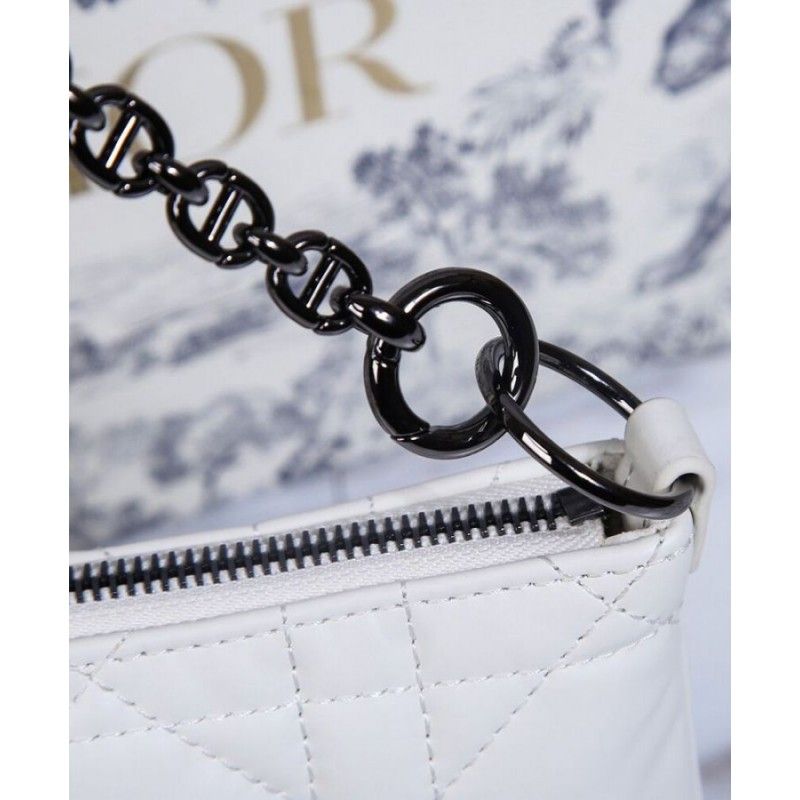 Christian Dior Caro Small White Cowhide Women Tulip Handbag