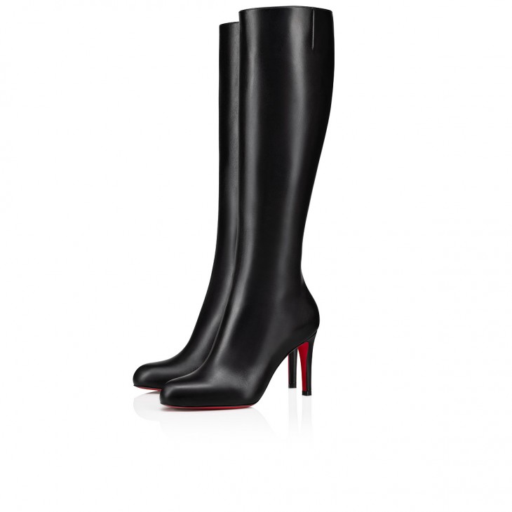 Christian Louboutin Pumppie Botta Classic 85 Mm Black Calf Leather Rounded Toe Boot 3230719BK01