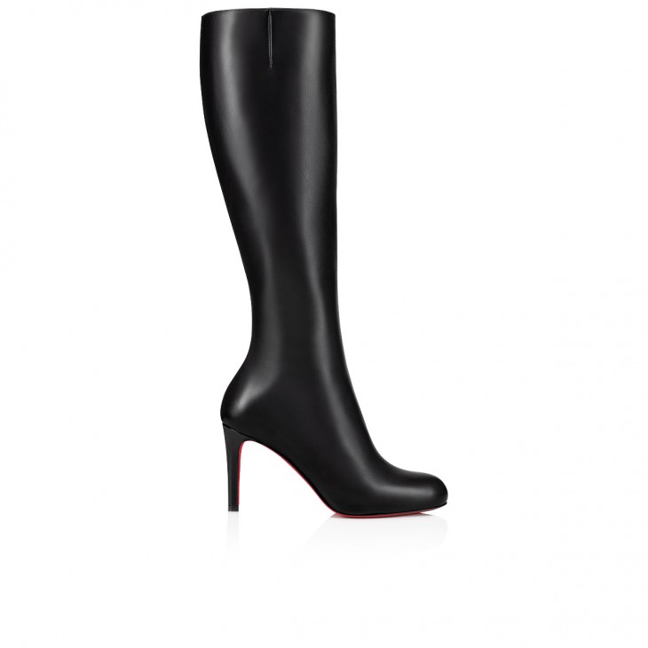 Christian Louboutin Pumppie Botta Classic 85 Mm Black Calf Leather Rounded Toe Boot 3230719BK01