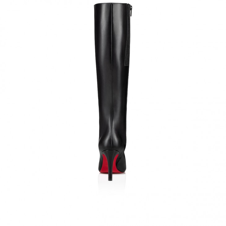 Christian Louboutin Pumppie Botta Classic 85 Mm Black Calf Leather Rounded Toe Boot 3230719BK01