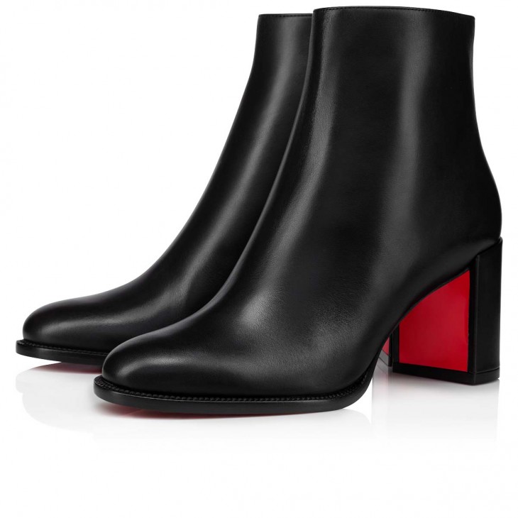 Christian Louboutin Adoxa Classic 70 Mm Black Calf Leather Round Toe Boot 1220542BK01
