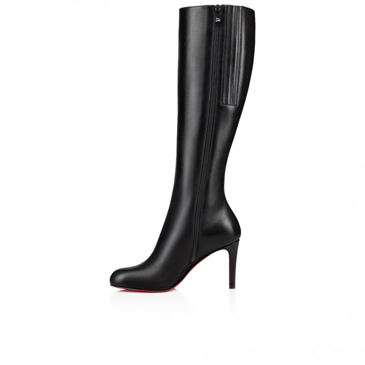 Christian Louboutin Pumppie Botta Classic 85 Mm Black Calf Leather Rounded Toe Boot 3230719BK01